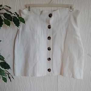 NWT Topshop white button-down paper-bag skirt 6